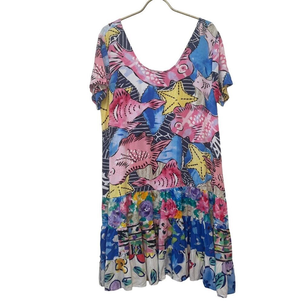 Jams World Dress Fish Starfish Tie Dye Size MED ladies Colorful Hawaiian